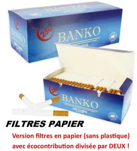 Tubes BANKO 250 filtres papier