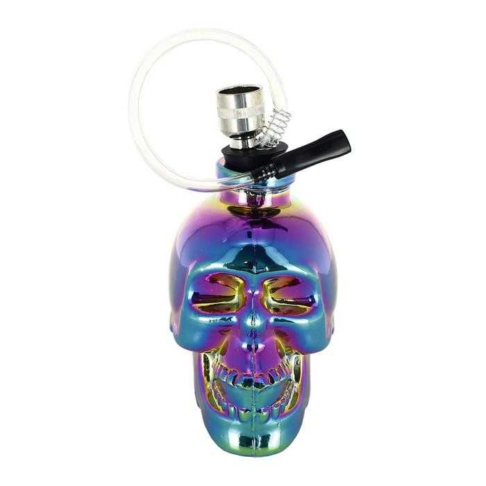 62449-GLASS BONG MEXICAN SKULL RAINBOW X 6